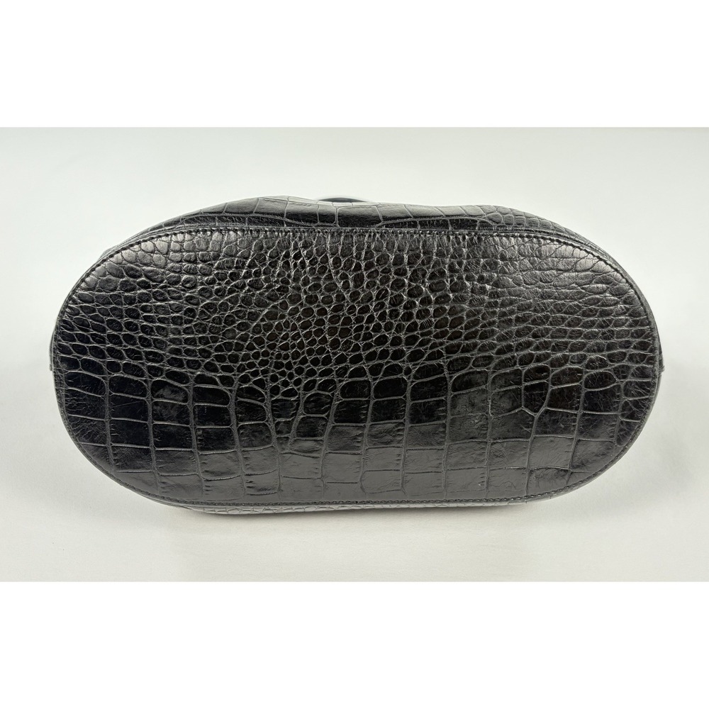Longchamp Black Croc-Embossed Leather Shoulder Bag - Picture 6 of 14